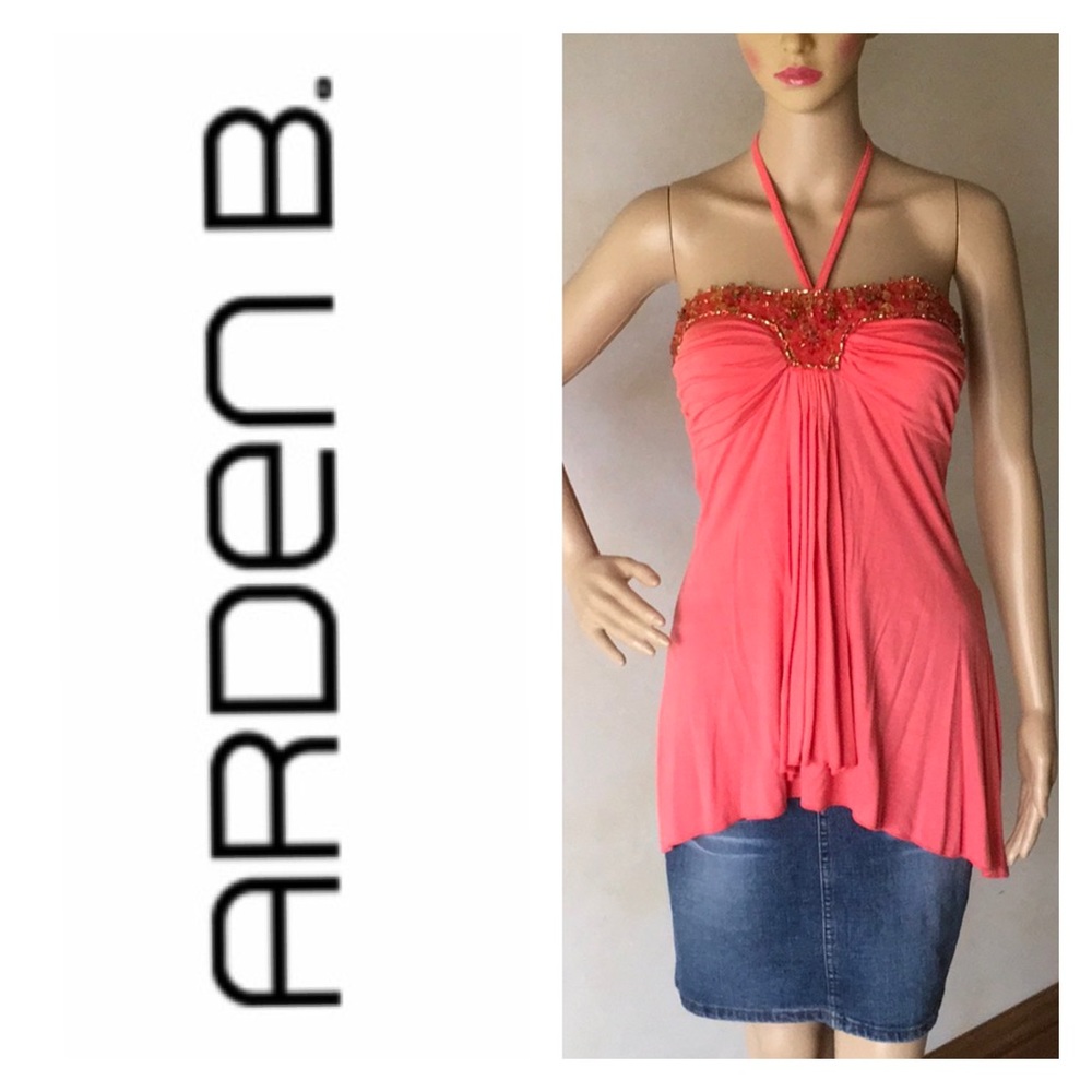 Vintage Y2K Arden B beaded top with built in bra XS